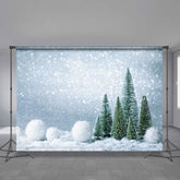 Aperturee - Snowy Bokeh Little Pine Green Winter Deco Backdrop